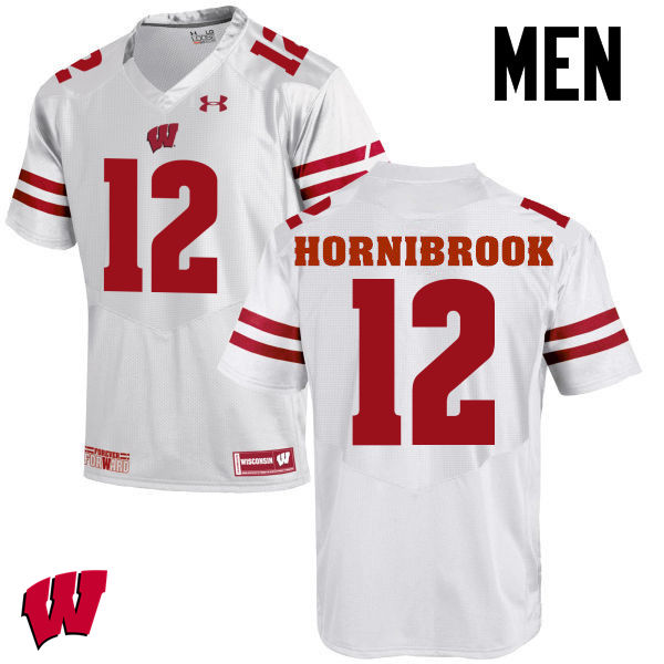 Men Wisconsin Badgers #12 Alex Hornibrook College Football Jerseys-White
